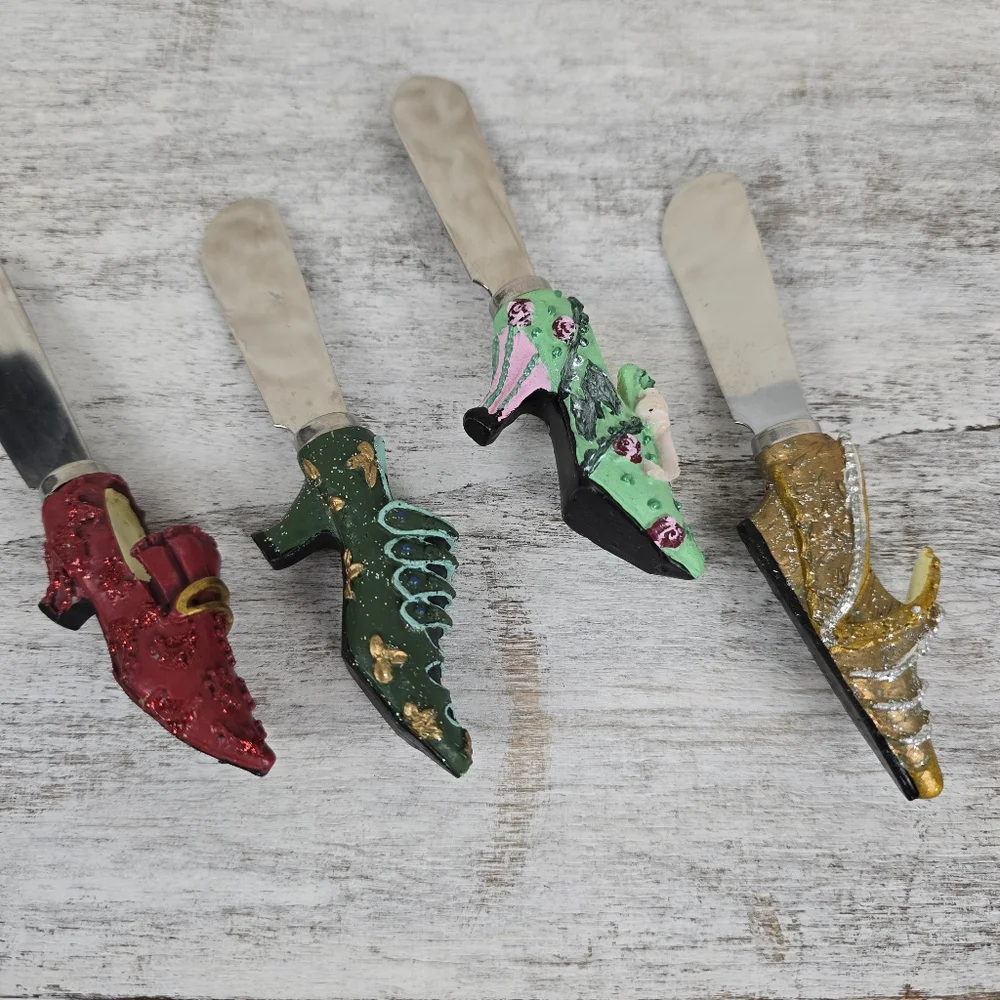 Four Butter Cheese Spreaders With Fancy Shoe Theme